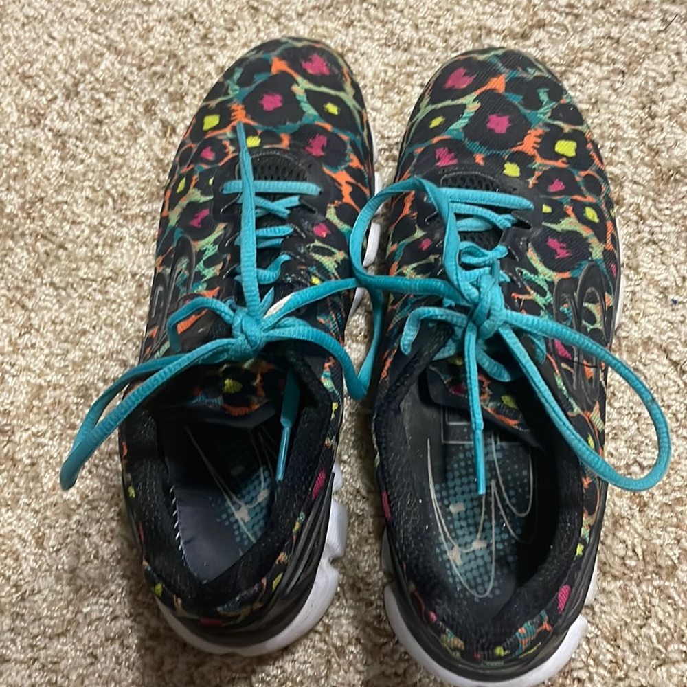 Colored, animal print, Boombah tennis shoes, size 8